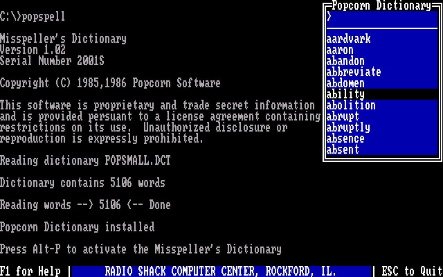 Popcorn Misspellers Dictionary - Run